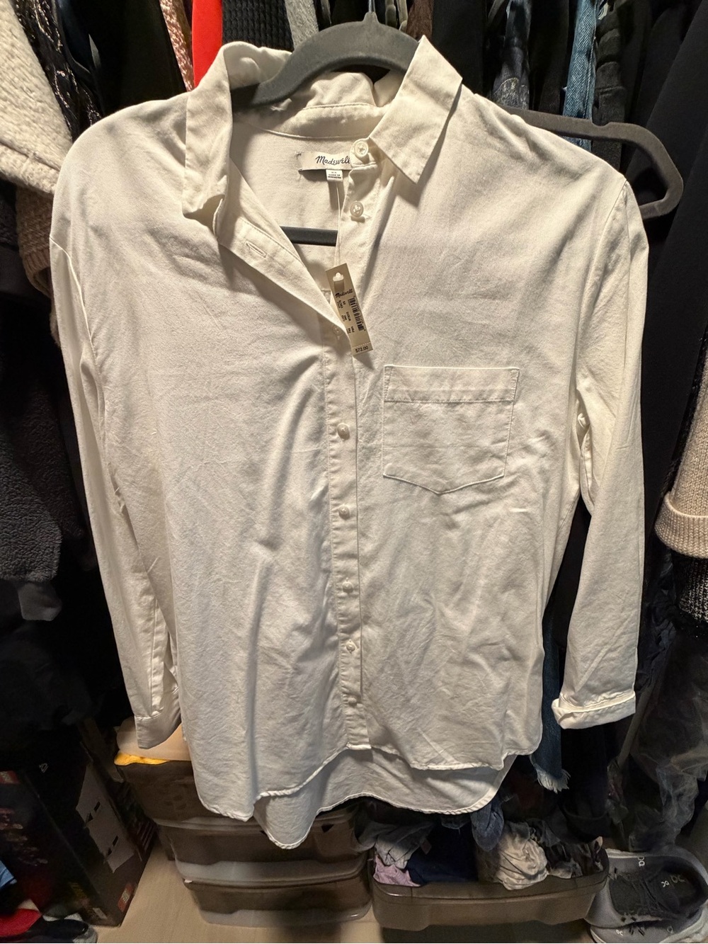 Madewell Off-White Button-Front Pocket Shirt